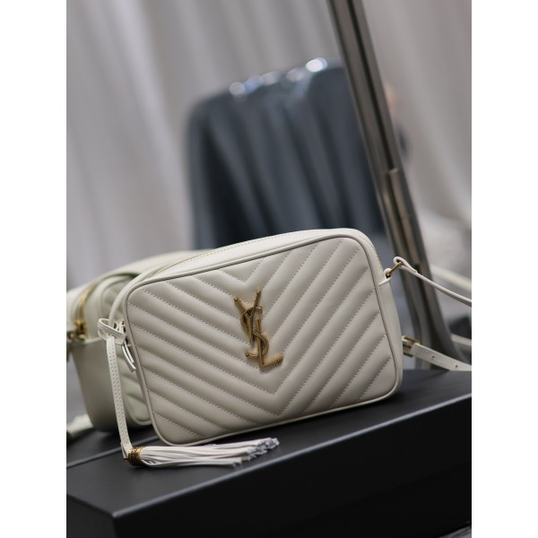 SAINT LAURENT Lou Camera Bag_ White gold buckle model: 520534-1
